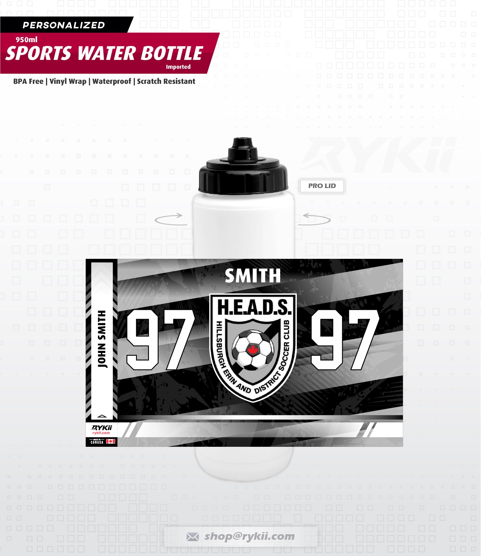 950ml "Sportage" Sports Water Bottle - Personalized