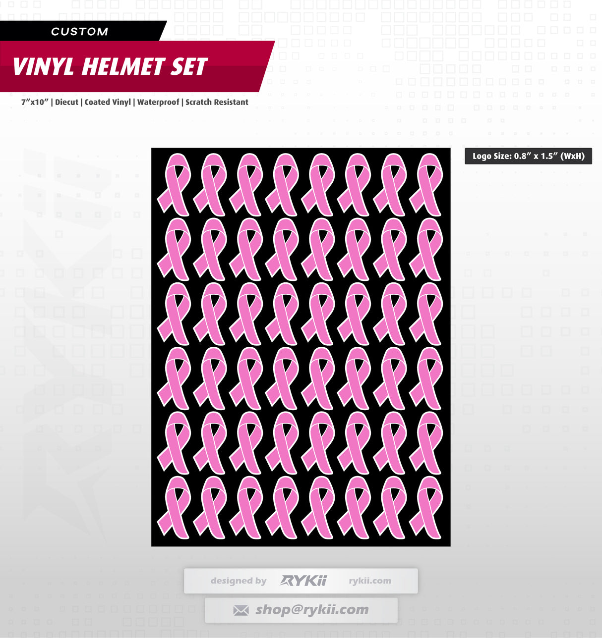 7x10 "Pink Ribbon" Custom Helmet Sticker Sheet