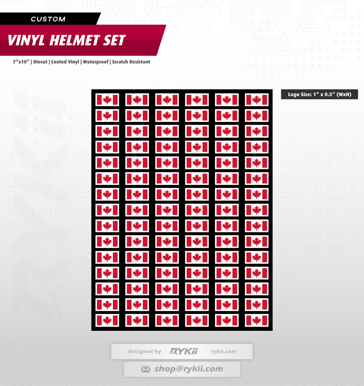 7x10 "Canada Flag" Custom Helmet Sticker Sheet